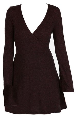 express Cozy Plush Jersey Surplice Fit And Flare Dress