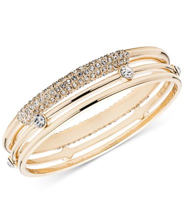 Anne Klein Gold-Tone 3-Pc. Set Crystal Bangle Bracelet, Created for Macy's - Fashion Jewelry - Jewelry & Watches - Macy's