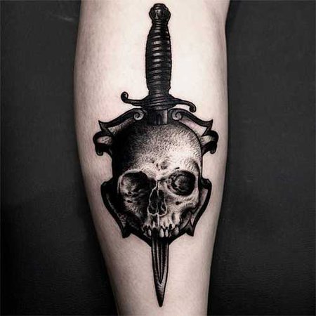 Dagger and skull tattoo