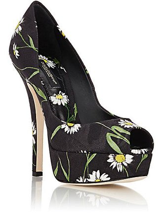 dolce and gabbana black daisy heels