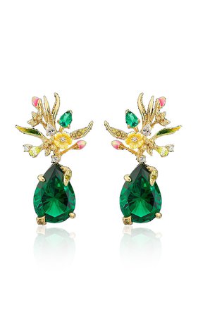 Convertible Mini Posie Emerald 18K Gold Vermeil Earrings by Anabela Chan | Moda Operandi