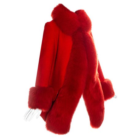 Vivienne Westwood red wool shearling coat, fw 1994 For Sale at 1stdibs