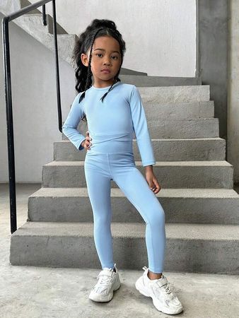SHEIN Young Girl Casual Solid Color Sporty Outfits | SHEIN USA