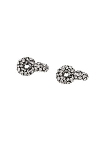 Saint Laurent Crystal Embellished Knot Effect Earring 594146Y1526 Silver | Farfetch
