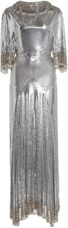 Paco Rabanne Cape-Effect Metallic Dress