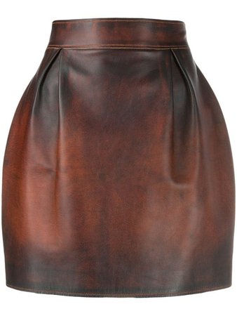 Versace Distressed Leather Skirt | Farfetch.com