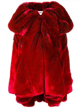 Chalayan Short Drape Collar Coat WN616FN003PC Red | Farfetch