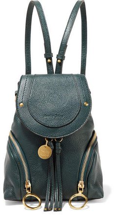 Olga Small Textured-leather Backpack - Emerald