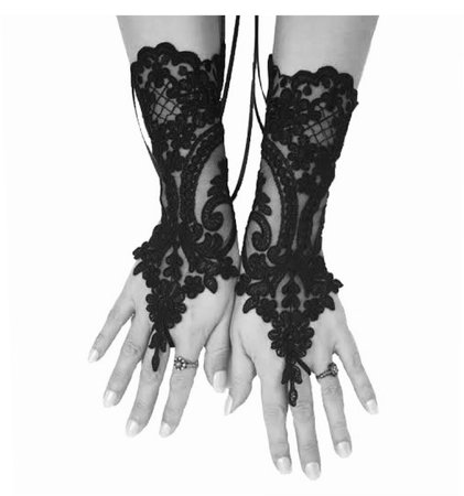 black n white lace gloves