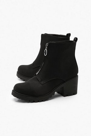 O Ring Block Heel Shoe Boots | Boohoo