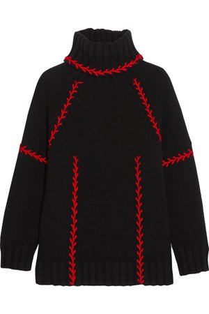 Alexander McQueen | Oversized embroidered cashmere turtleneck sweater | NET-A-PORTER.COM