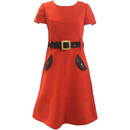 1960s Courreges orange wool mod dress For Sale at 1stdibs