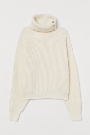 Rib-knit Turtleneck Sweater - Cream - Ladies | H&M US