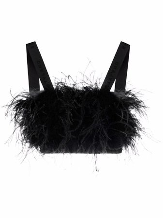 Styland feather-detail Crop Top - Farfetch