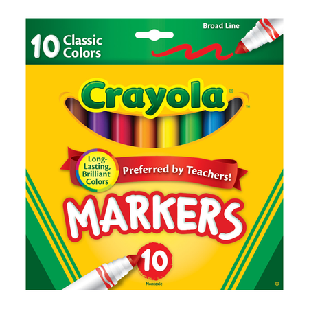Crayola Marker Set, Assorted Colors, Beginner Child, 10 Count - Walmart.com - Walmart.com