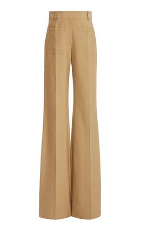 Cotton-Blend Twill High-Rise Flared-Leg Trousers By Victoria Beckham | Moda Operandi