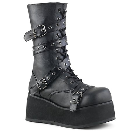 Demonia Trashville-205 Ankle-High Platform Boots - Black Vegan Leather – Demonia Cult