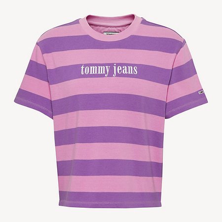 Multicolour Stripe Cropped T-Shirt | PURPLE | Tommy Hilfiger
