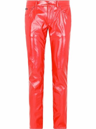 Dolce & Gabbana straight-leg leather-look trousers