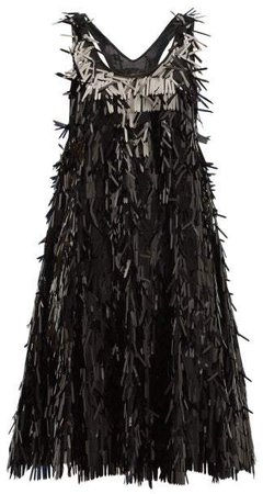 Sequin Fringed Mini Dress - Womens - Black