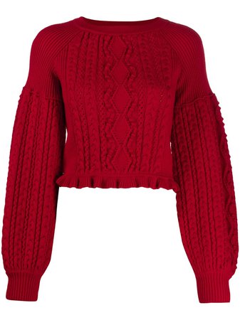 Ports 1961 balloon-sleeve Cable Knit Sweater