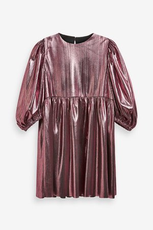 Buy Bronze Metallic Volume Sleeve Dress (3-16yrs) from the Next UK online shop