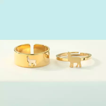 gold llama cutout ring