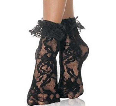 black lace ruffle socks