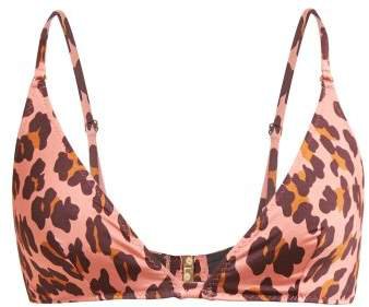 Ballet Leopard Print Triangle Bikini Top - Womens - Pink Multi