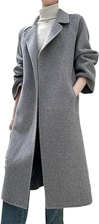 Amazon.com: Yeuyyben Waist-Tight Lace-Up Women's Coat Reversible Woolen Coat Wool Fashion Autumn And Winter Women's Clothing : Clothing, Shoes & Jewelry