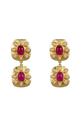 Maria Gold-Plated Jade And Coral Earrings By Valére | Moda Operandi