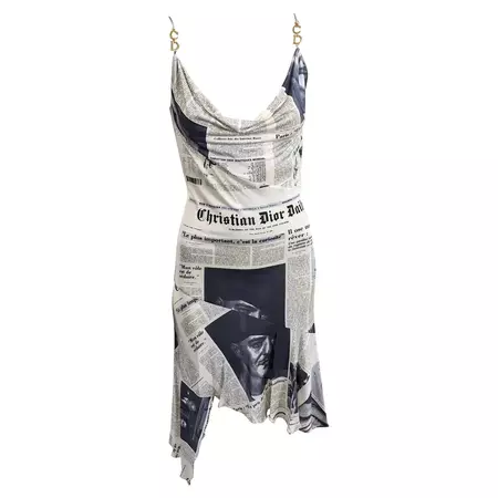 Sex and The City 2, Iconic John Galliano for Christian Dior Newsprint Dress For Sale at 1stDibs