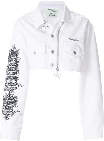 Off-white zipped cropped denim jacket