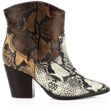 Haven Snakeskin-Embossed Leather Western Ankle Boots
