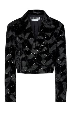 Caroline Sequined Velvet-Jacquard Cropped Blazer by ROTATE | Moda Operandi