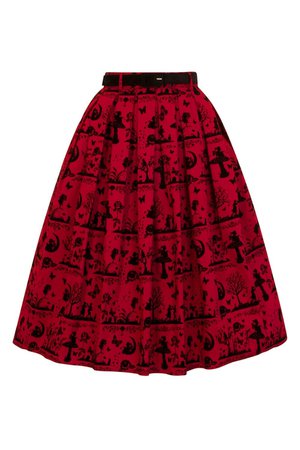 Hell Bunny Anderson 50's Box Pleat Skirt - Red