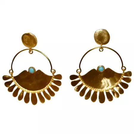 Nounzein Gilded Brass Fan Earrings For Sale at 1stDibs
