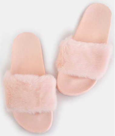 furry slippers pink - Google Search