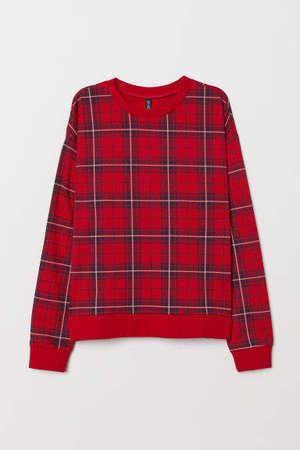 Sweatshirt with Printed Design - Red