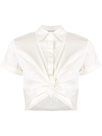 Alice+Olivia Phebe front-knot cotton shirt