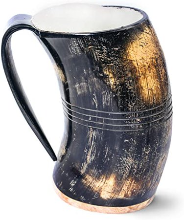 Amazon.com | Norse Tradesman Original Viking Drinking Horn Mug - 100% Authentic Beer Horn Tankard w/Natural Surface & Burlap Gift Sack | "The Original", Unpolished, X-Large: Beer Mugs & Steins