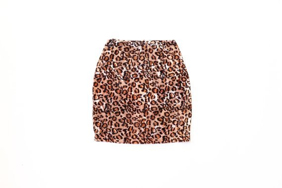 90s Velvet Mini Skirt 1990s Fuzzy Leopard Animal Print Wiggle | Etsy