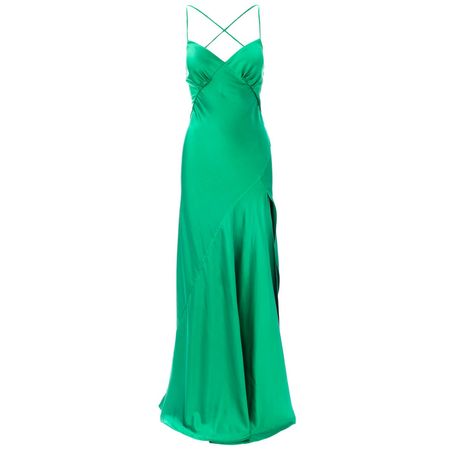 Seville Satin Maxi Dress In Green | ROSERRY | Wolf & Badger