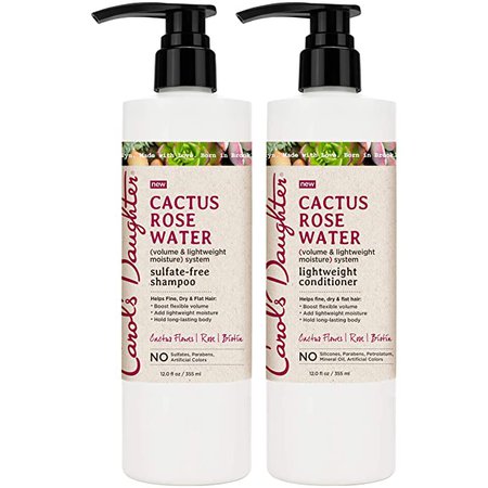 Amazon.com : Carol's Daughter Cactus Rose Water Sulfate Free Shampoo and Conditioner Set For Fine Hair, Dry Hair, Flat Hair, with Cactus Flower Extract, Rose Water, and Biotin, Paraben Free : Beauty