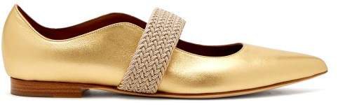 Martina Braided Strap Leather Flats - Womens - Gold