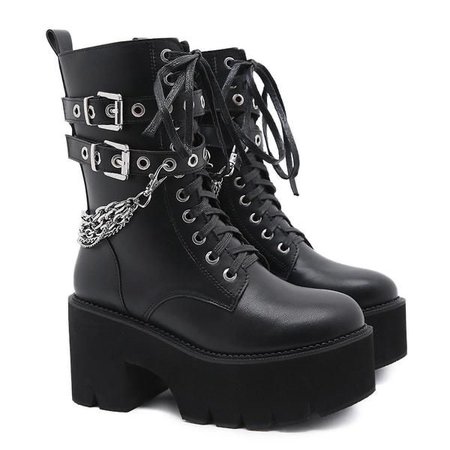 black chain boots