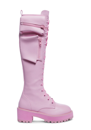 Sugar Thrillz Light Pink Obsidian Pocket Combat Boots