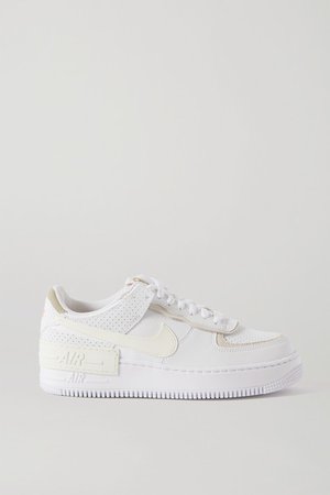 Air Force 1 Shadow Suede-trimmed Leather Sneakers - White