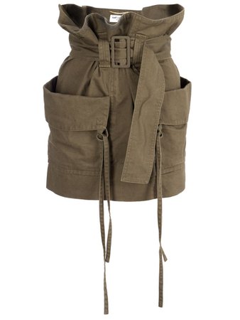 Saint Laurent Cargo Mini Skirt With Paper-bag Waist - KAKI - 10674933 | italist