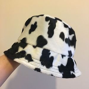 Faux Cow Fur Bucket Hat - Handmade - Festival | eBay